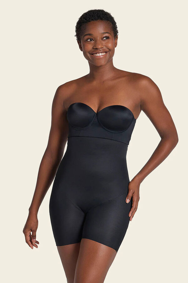 Leonisa Short media pierna tiro extra alto, levanta gl&uacute;teos negro