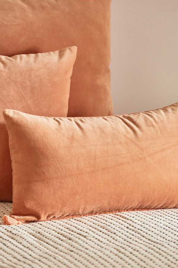 Calma House Funda de cojín de terciopelo tierra Velur naranja