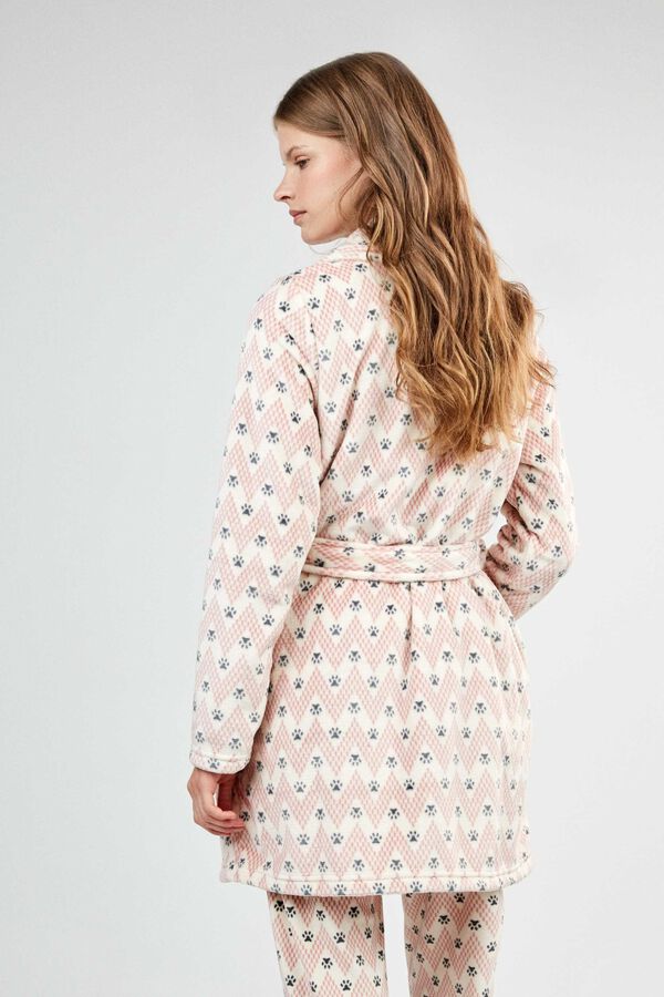 Gisela Robe gola smoking estampada branco