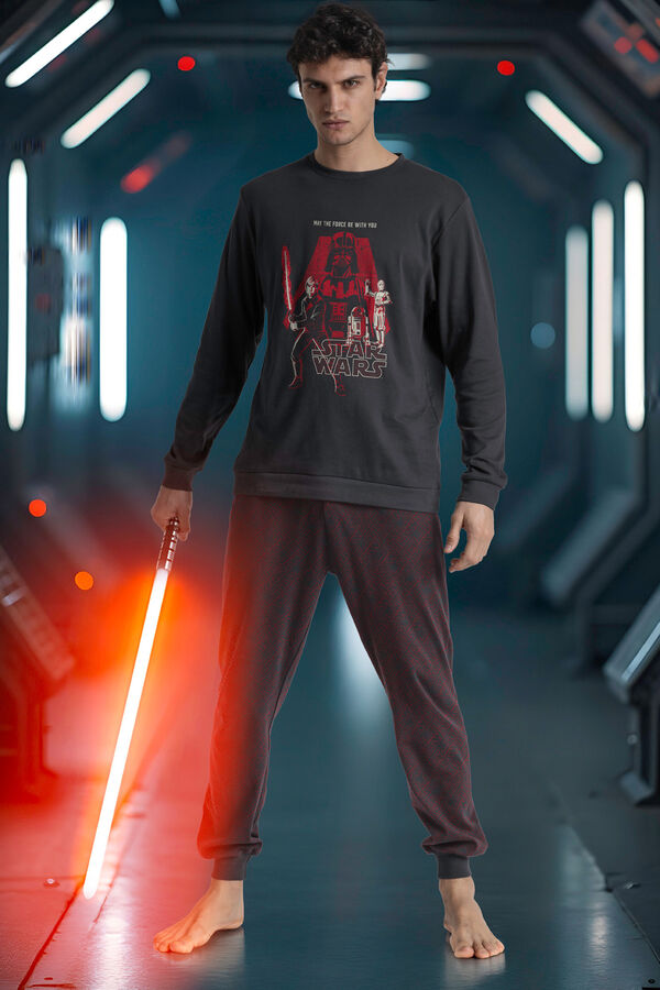 Admas Pijama comprido Star Wars 100% algodão para homem cinzento