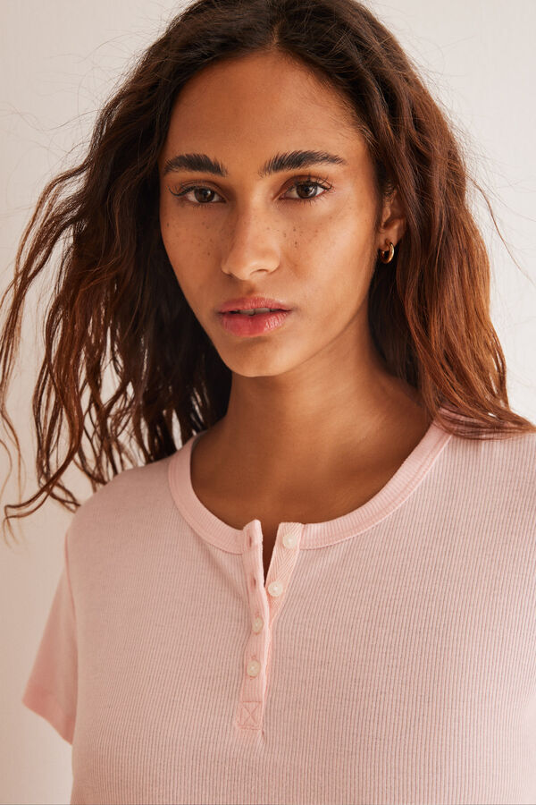 Womensecret Pijama 100% algodón Capri rosa rosa