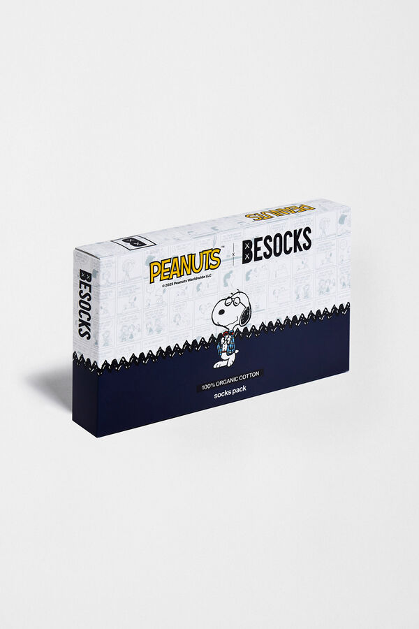 Besocks Pacote com 3 pares de meias Besocks Snoopy de algod&atilde;o org&acirc;nico estampado