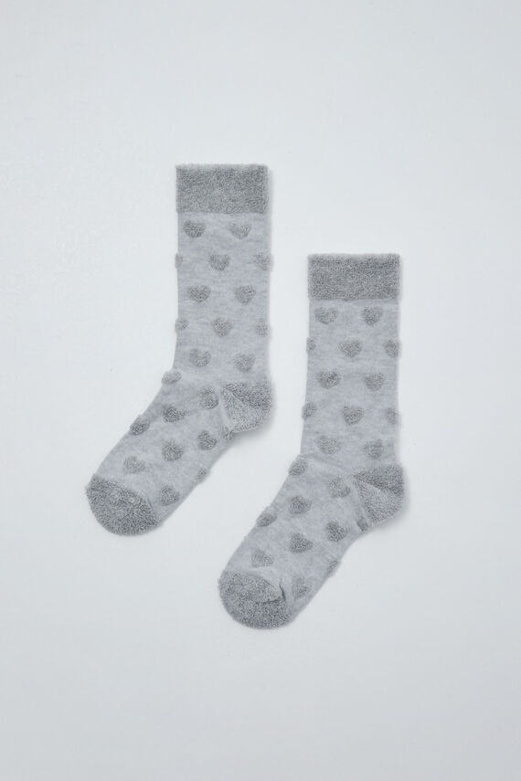 Calcetines largos texturas corazones gis