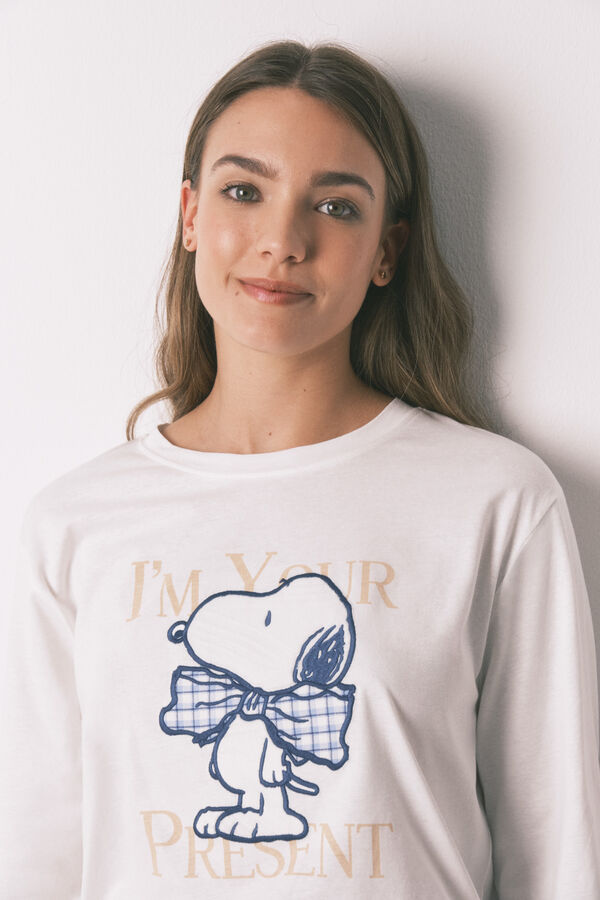 Women'secret Pijama comprido algodão Snoopy bege
