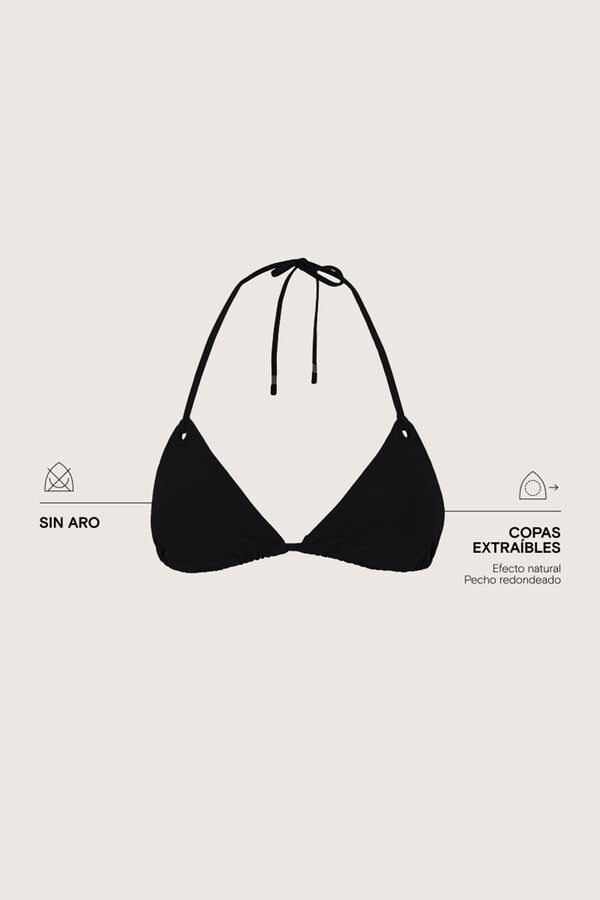 Women'secret Black curtain triangle bikini top black