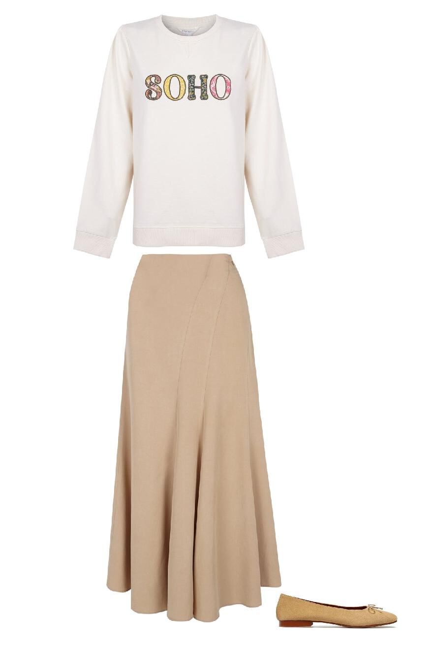 Skirt flat sweatshirt and skirt set Cortefiel