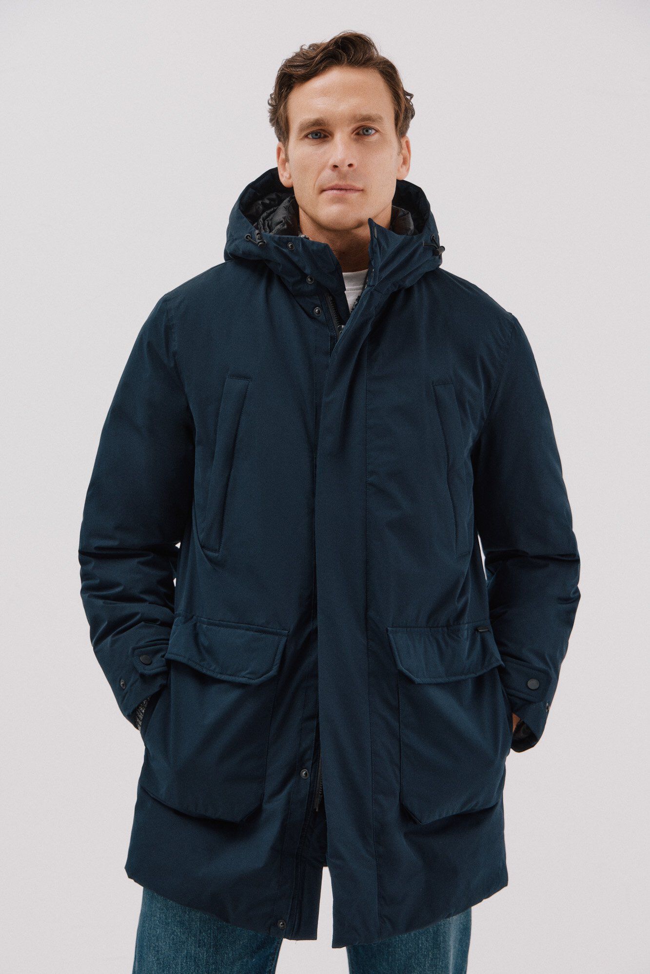 Parka, jeans and neck set
