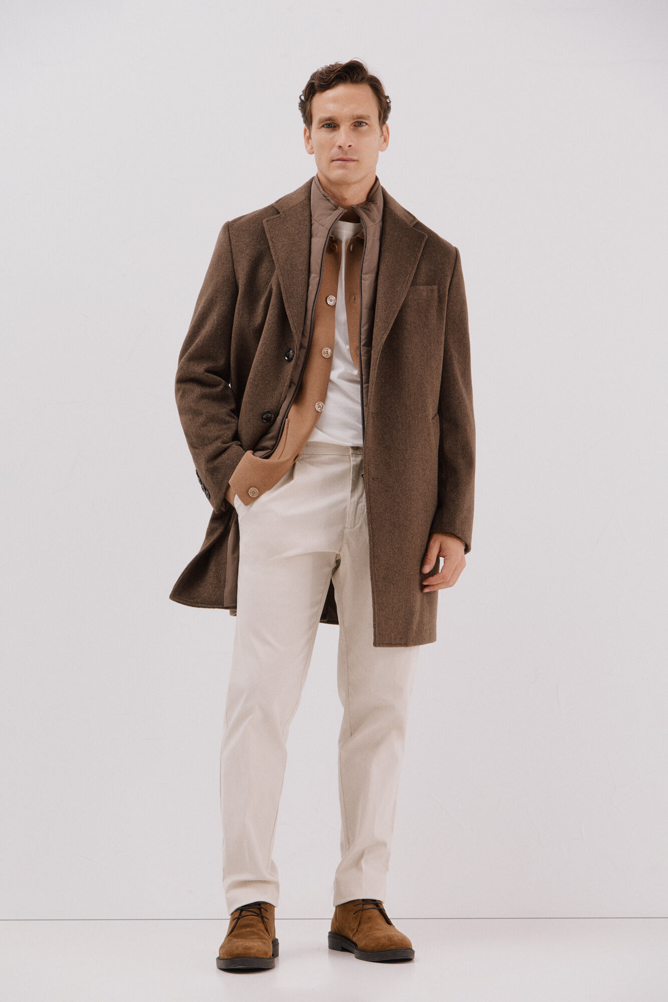 Coat, gilet and chinos set