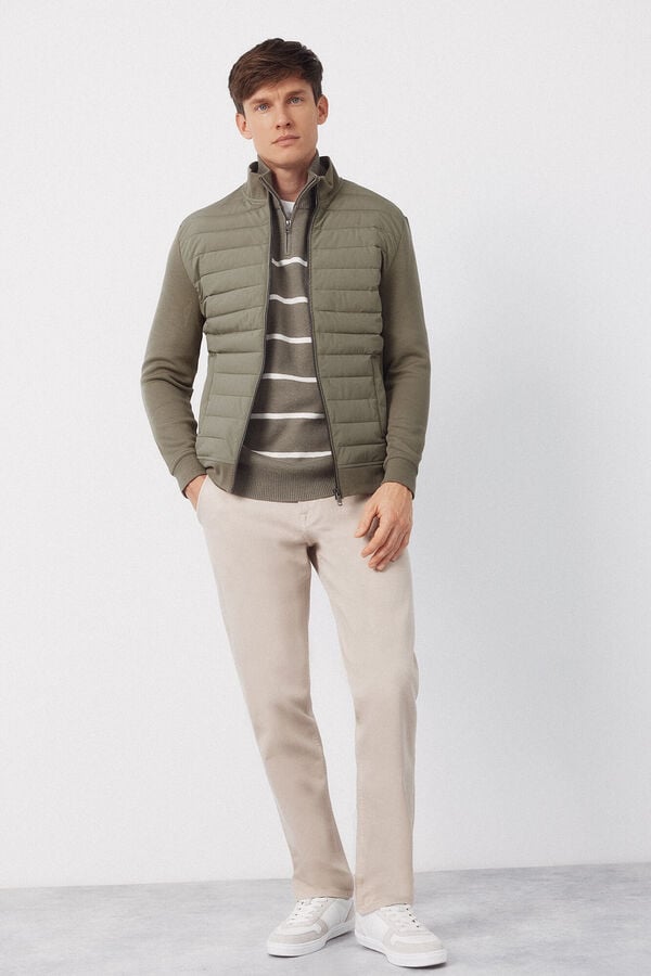 Cardigan, fastening and chinos set