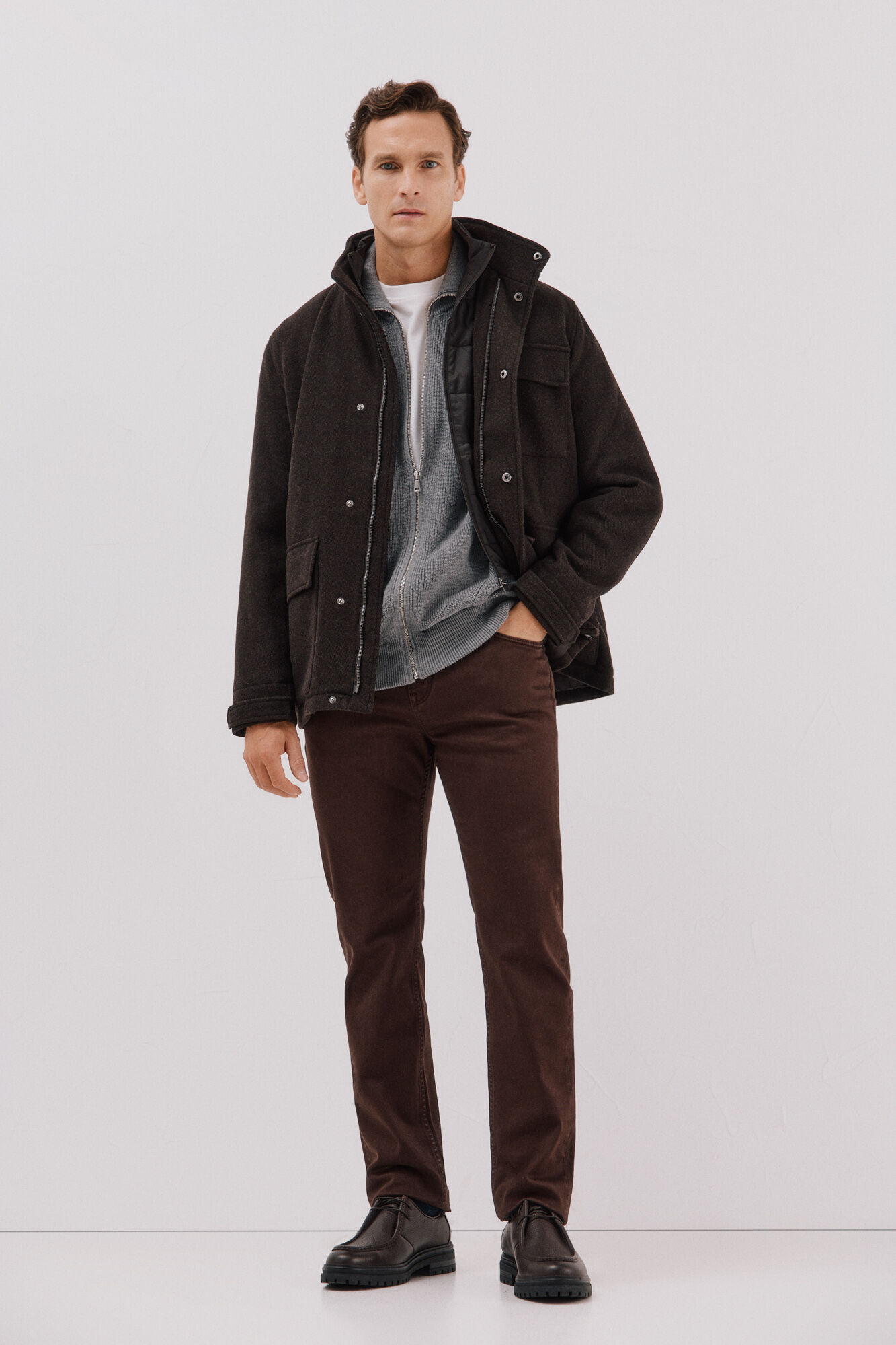 Trousers, cardigan and lining set