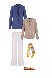 Jeans, top, blazer, loafer and scarf set