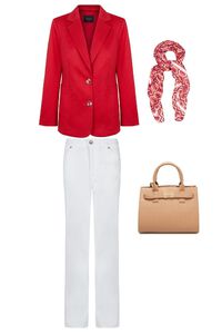 Blazer, trousers, bag and scarf set