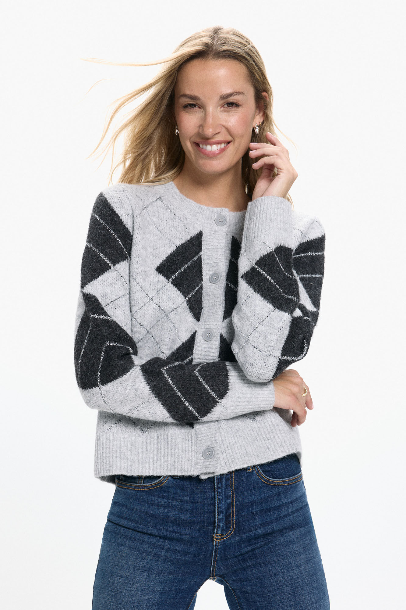 Conjunto de jeans y c&aacute;rdigan