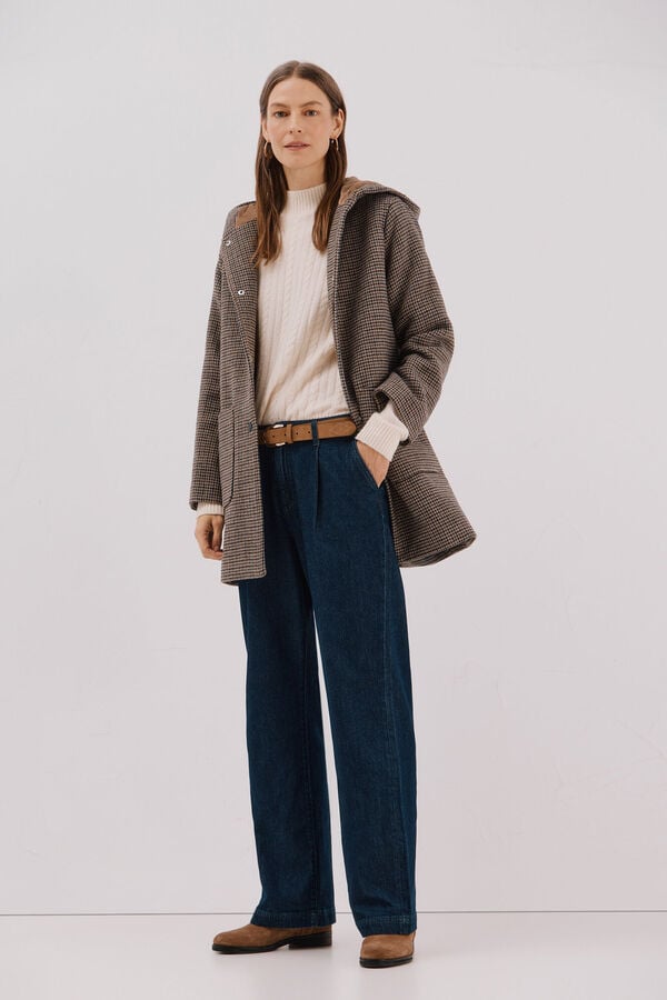 Jeans, hood and cross-knit set