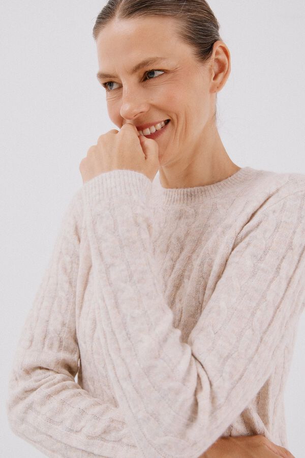 Jeans, hood and cross-knit set