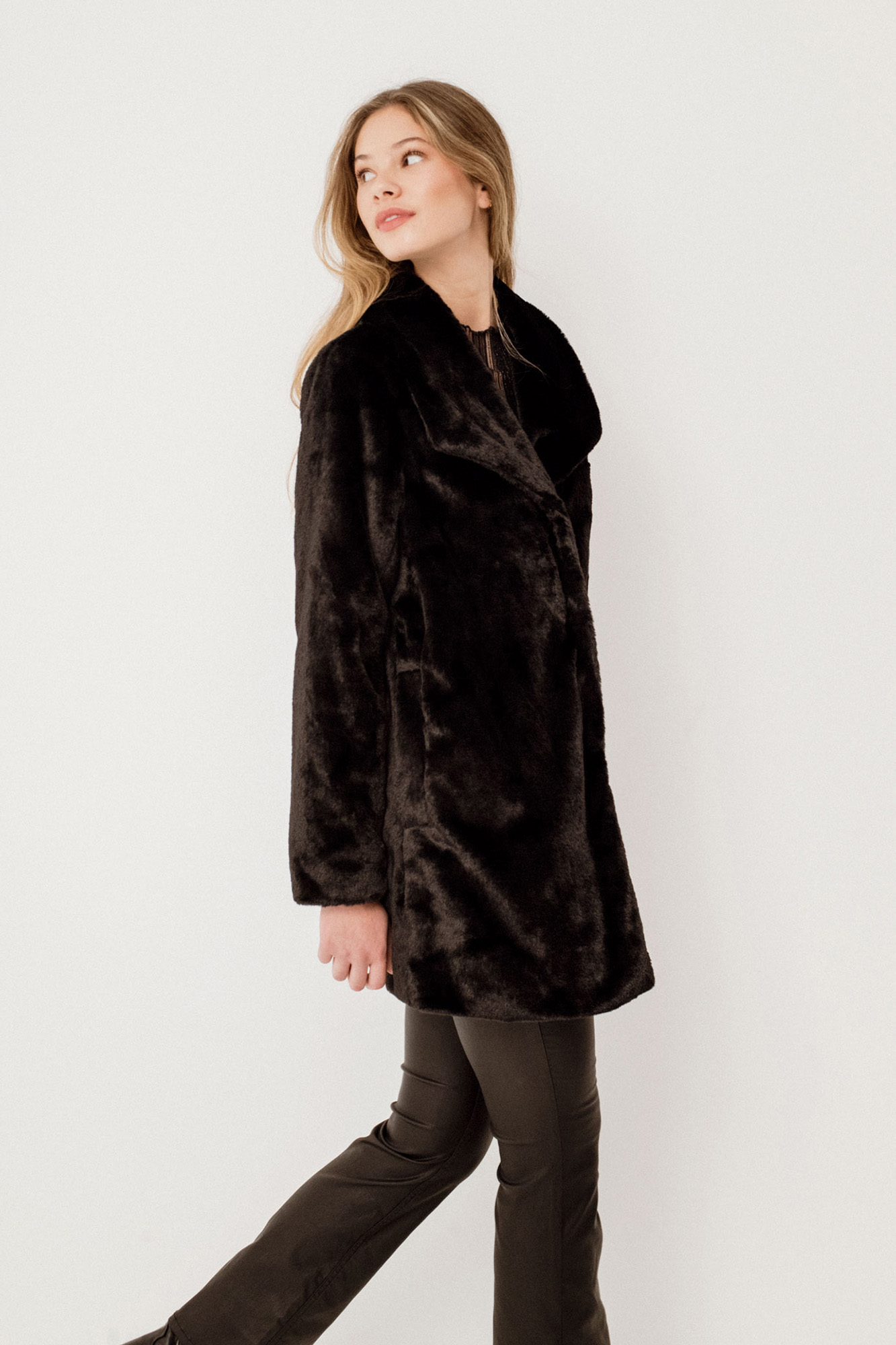 Cortefiel Abrigo Abrigo Mujer Pelo Sintetico Abrigo 3/4 De Pelo