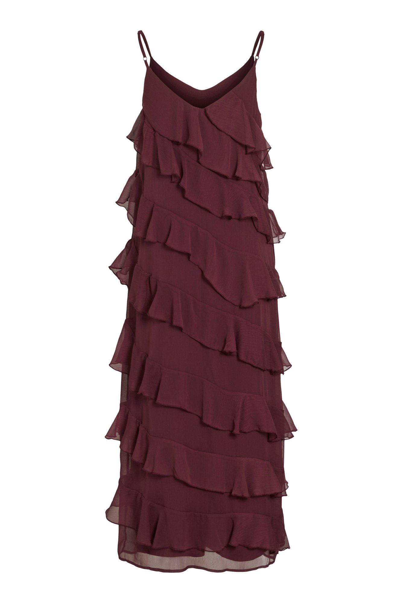 Vestido de fiesta midi con volantes Vestidos de mujer Cortefiel