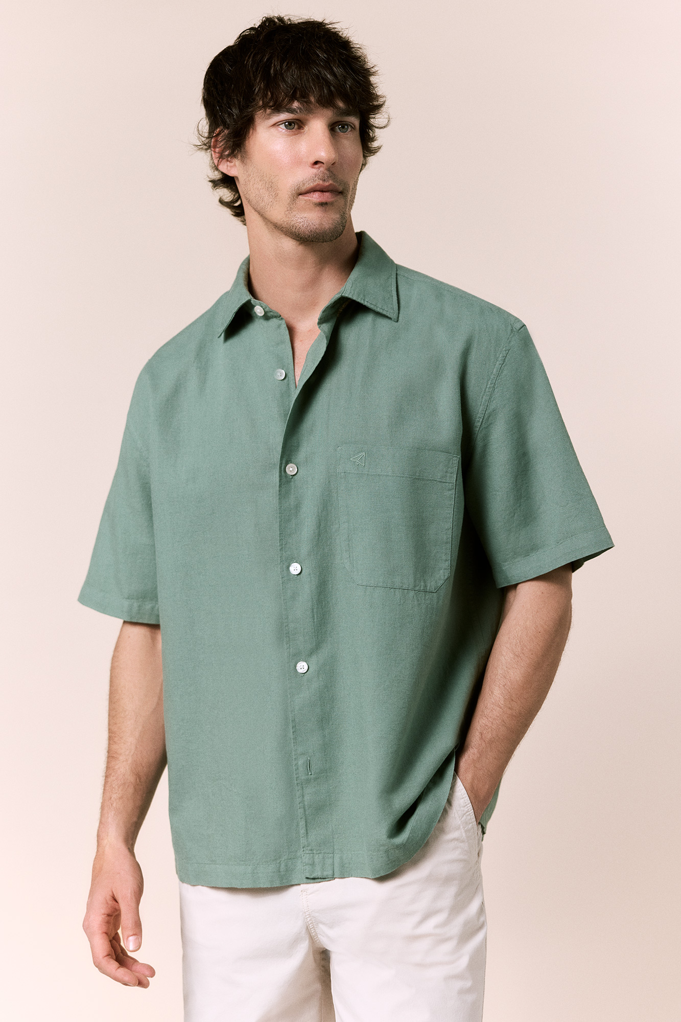 Camisa lino manga corta | Camisas de Hombre | Cortefiel