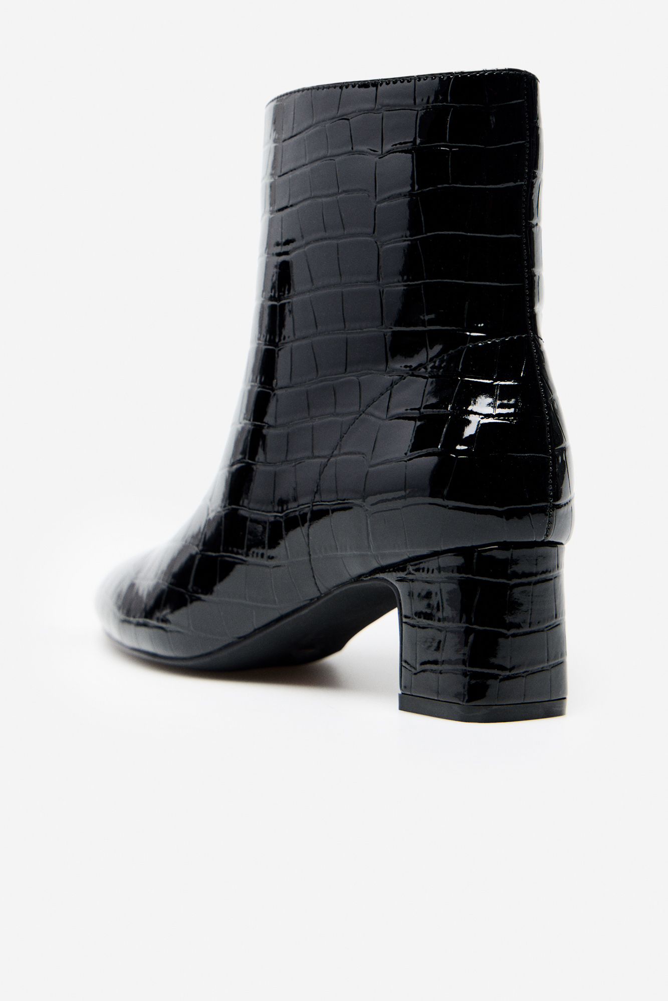 Black patent croc ankle boots sales