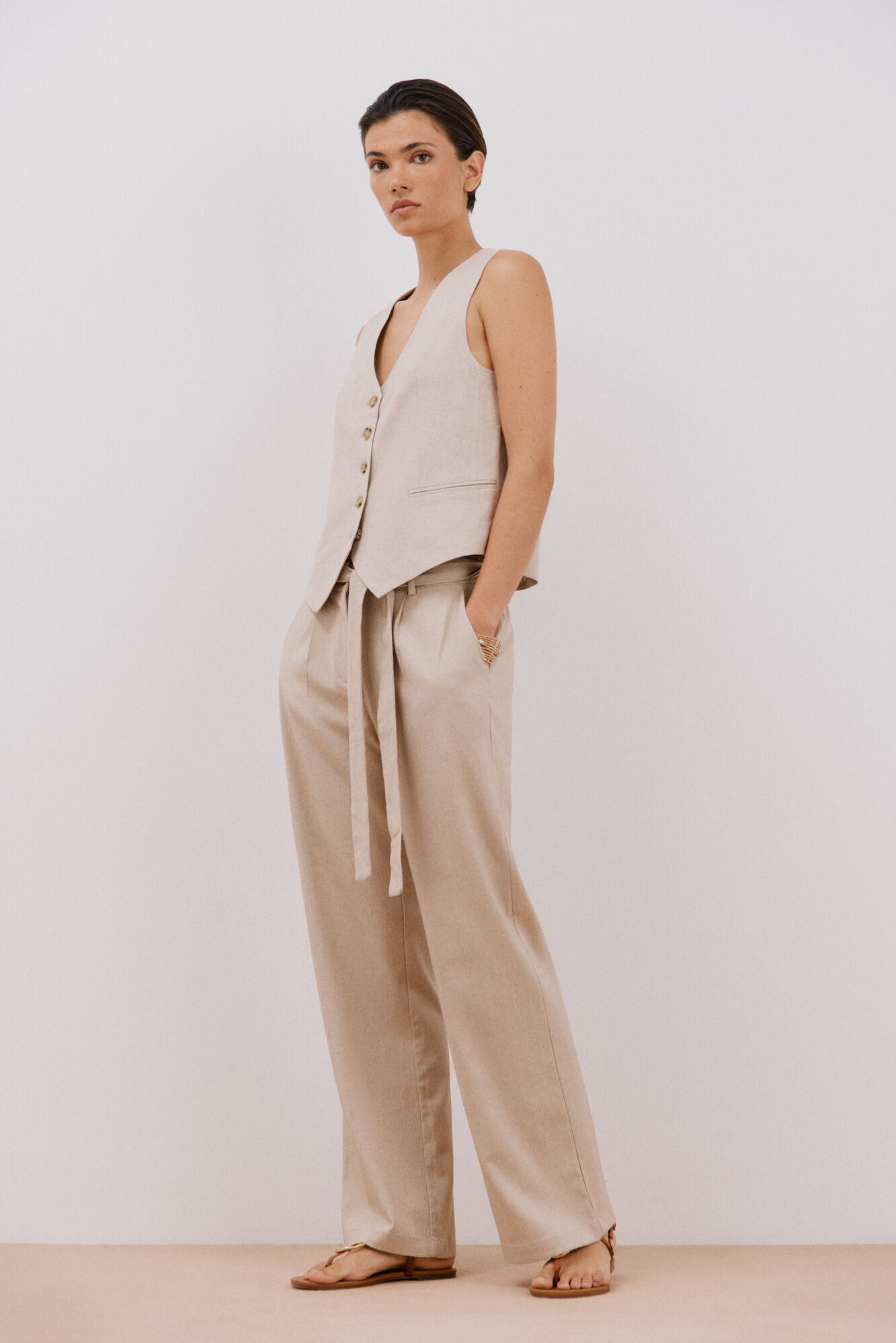 Lino Pantalones De Mujer En Cortefiel Pantalones Largos De Lino