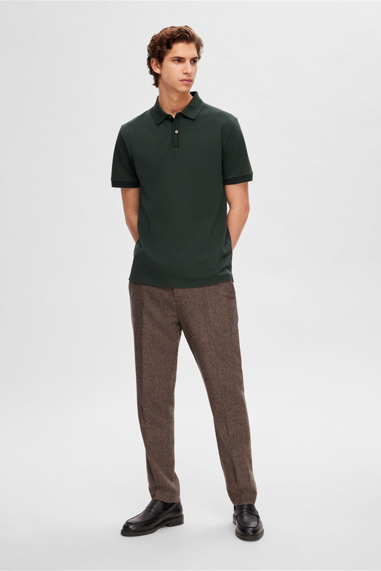 Green polo outlet black pants