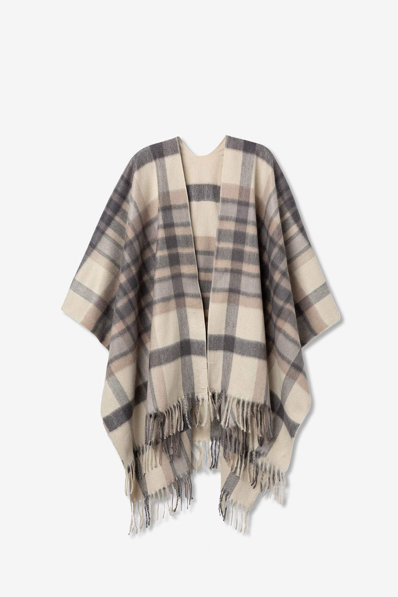 Capa a cuadros con hilo metálico | Chaquetas de mujer | Cortefiel