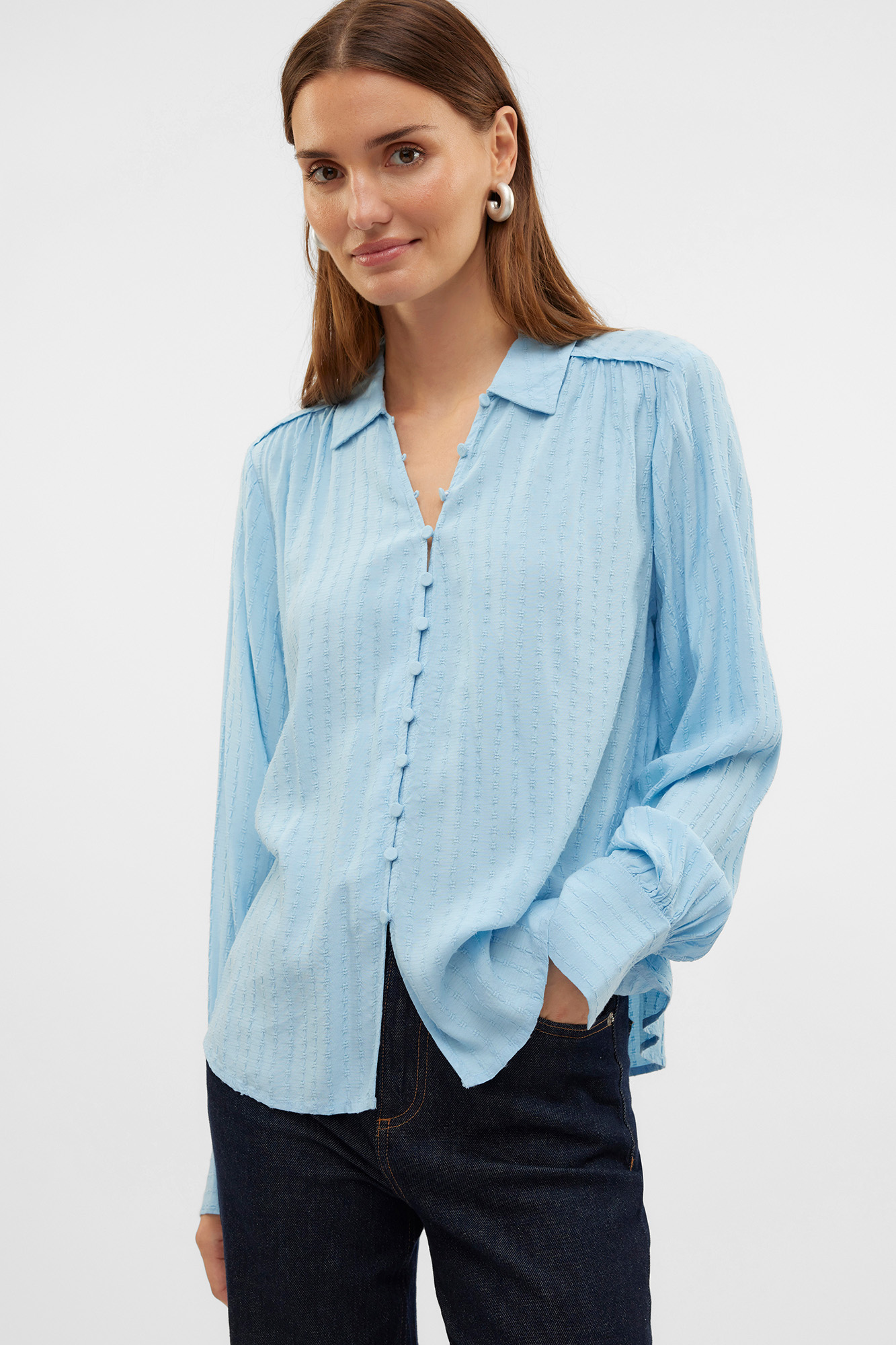 Camisa fluida de manga larga Blusas de mujer Cortefiel