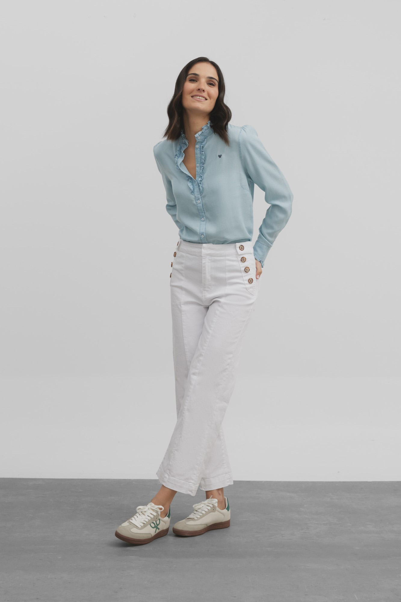 Silbon Camisa Vaquera Mujer Con Volantes Camisa Woman Volantes - Main Image