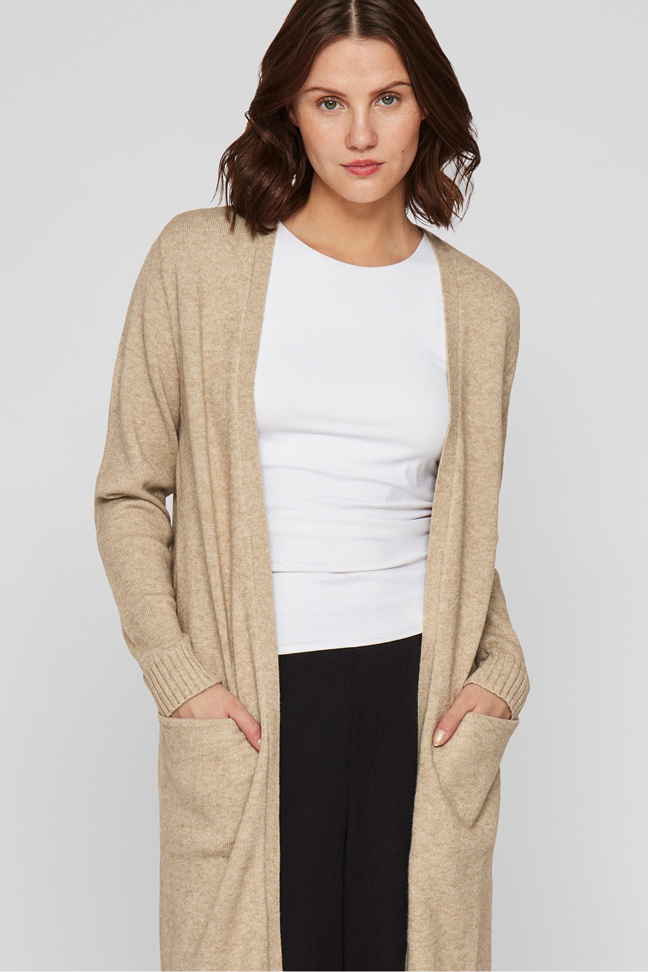 Cárdigan largo de punto con viscosa Jerséis y cárdigans de mujer