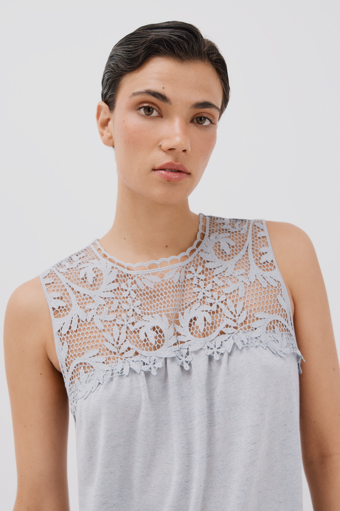 Floral lace combination top Women's T-shirts and polo shirts