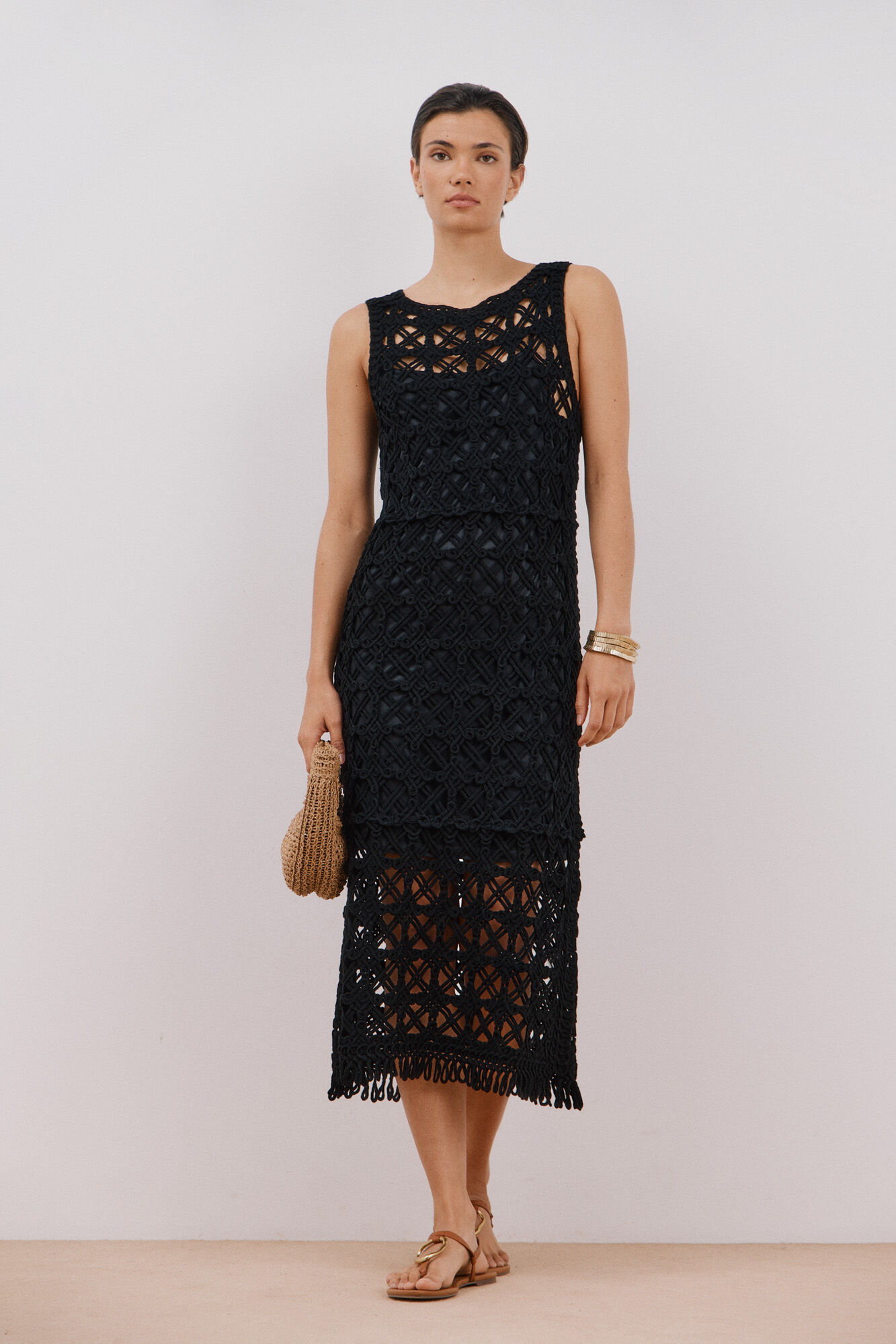 Vestido Negro Tejido A Crochet Vestidos Tejidos Vestido Negro