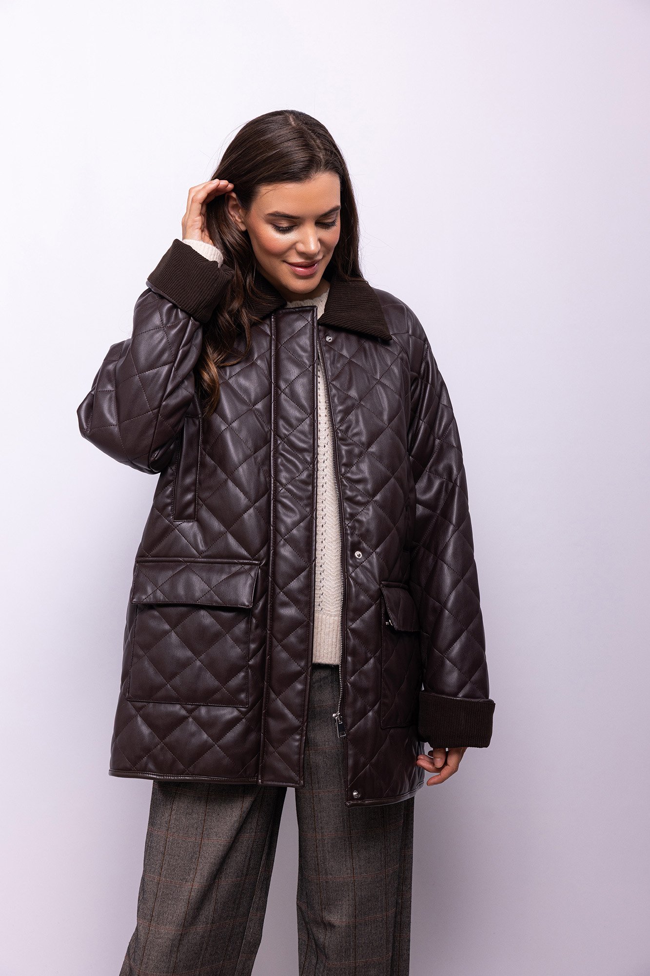 Abrigo efecto piel acolchado Abrigos y parkas de mujer Cortefiel