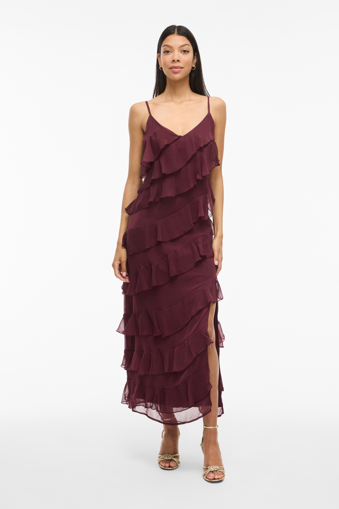 Vestido de fiesta midi con volantes Vestidos de mujer Cortefiel