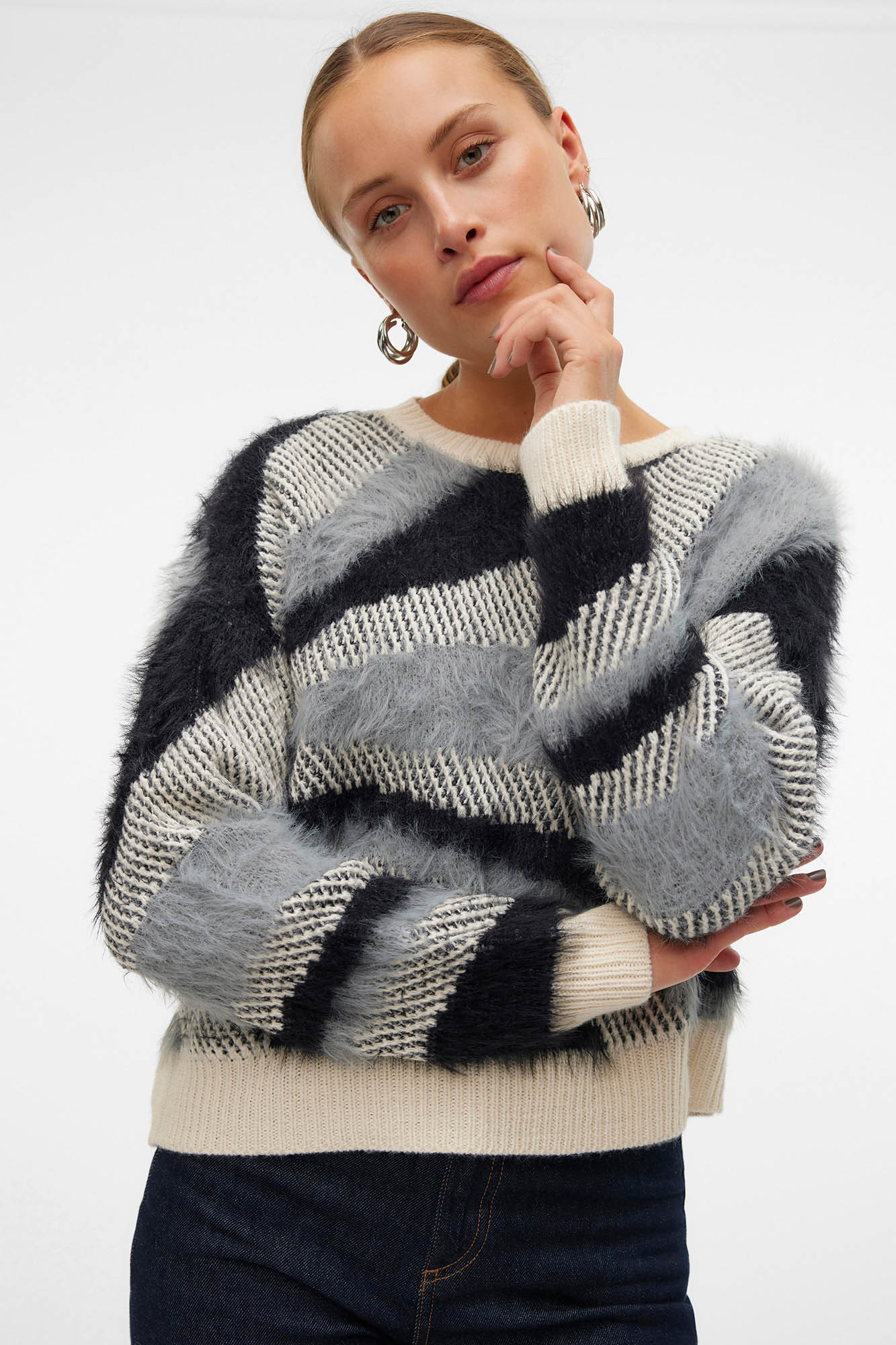 Jerséis Chaqueta Punto Efecto Pelo Jersey Efecto Pelo Jerséis Y