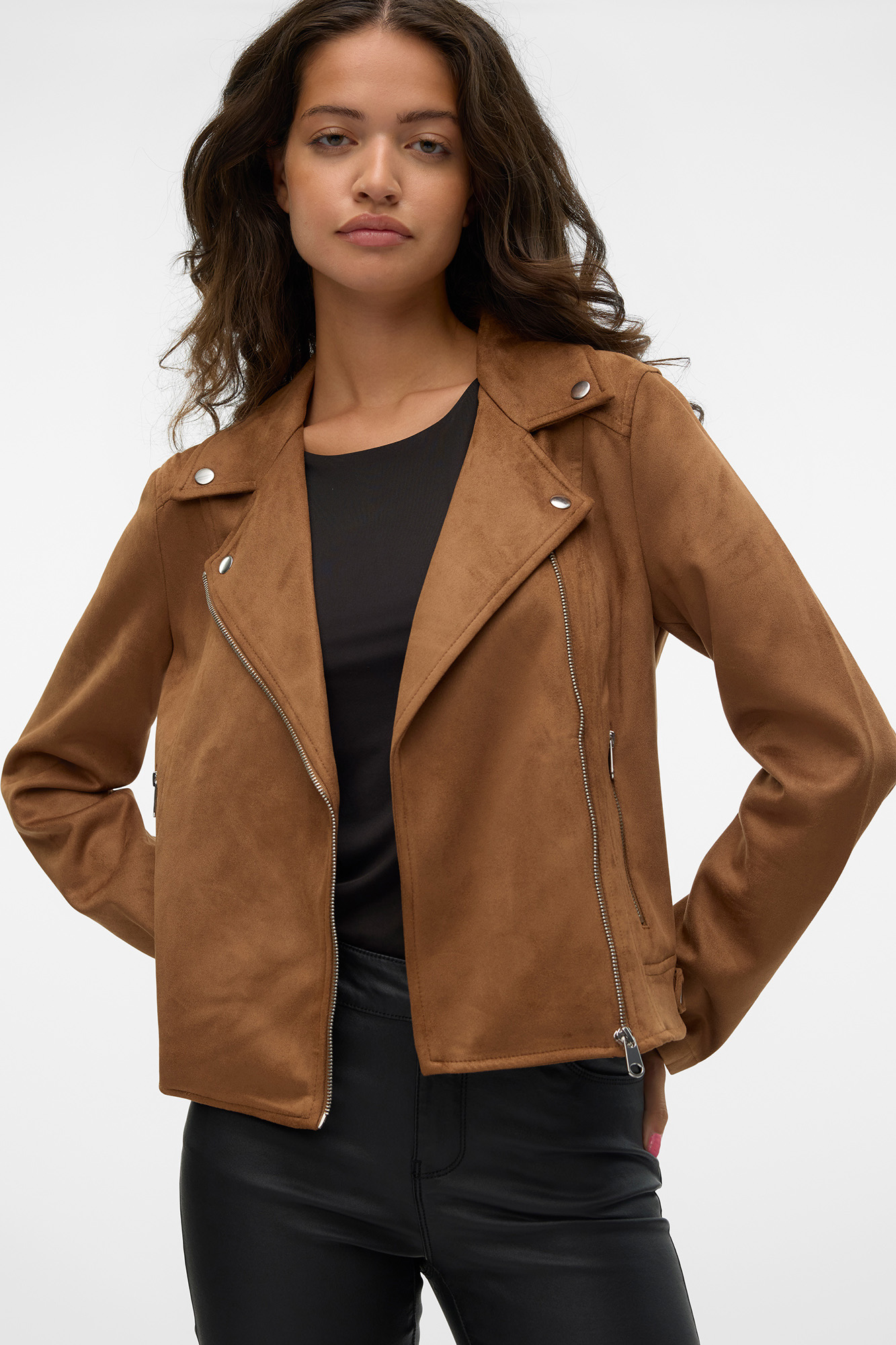 Faux suede jacket Women s jackets Cortefiel