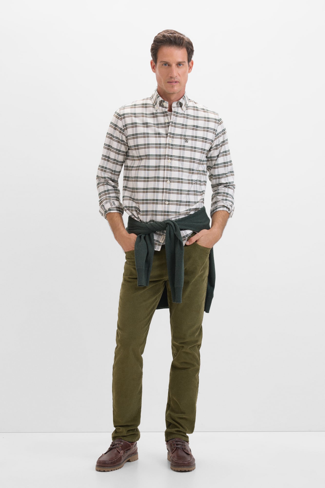 Camisa Oxford Cortefiel Verde Oscuro Talla XL - Tejido Clásico, Corte Regular