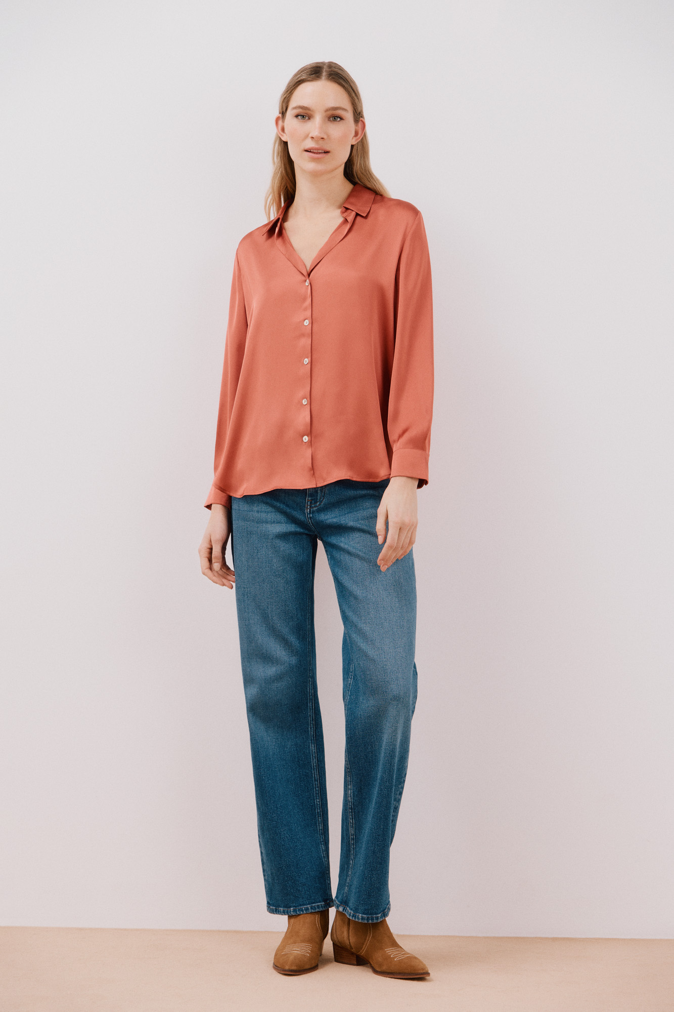 Camisa Satinada Cortefiel Camisas Mujer Camisas Blancas Cortefiel