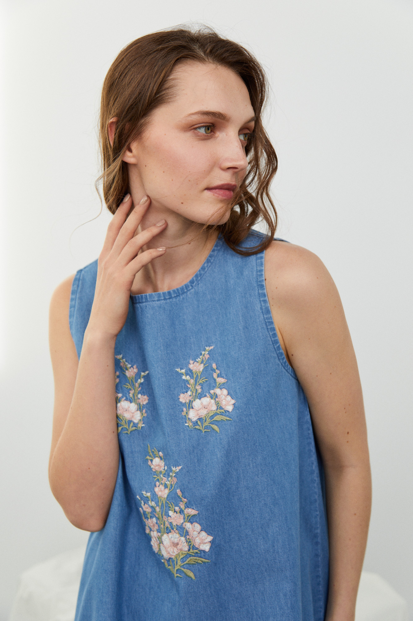 Embroidered denim deals dress zara