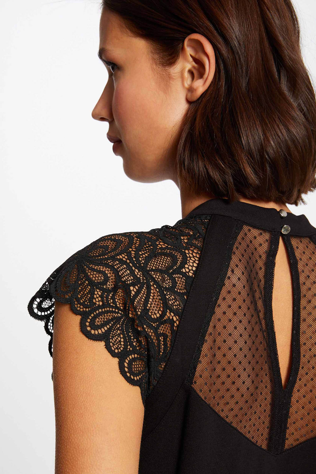 Camiseta manga corta con encaje Tops y camisetas de mujer - Main Image