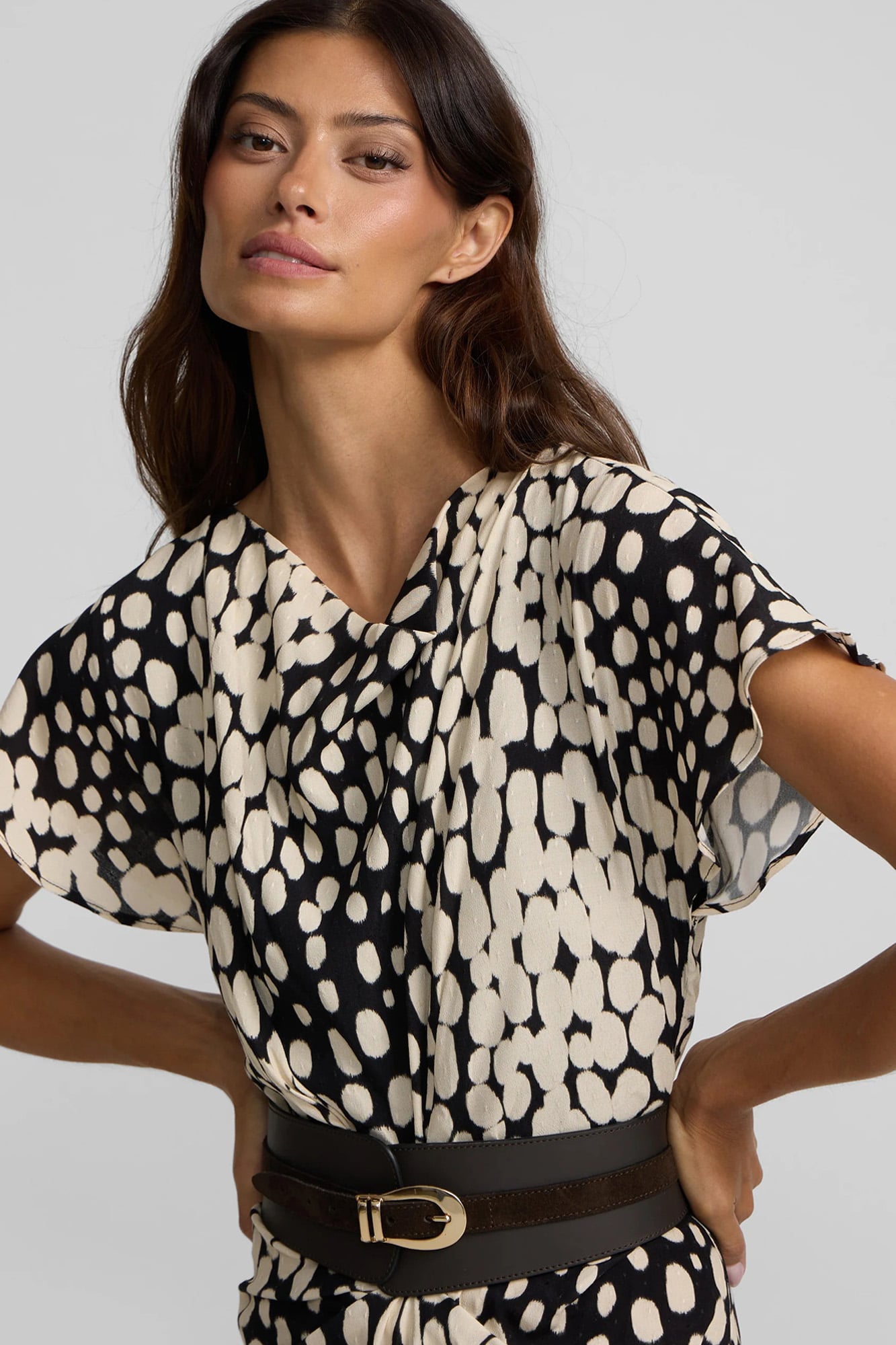 Silbon Vestido midi drapeado lunares