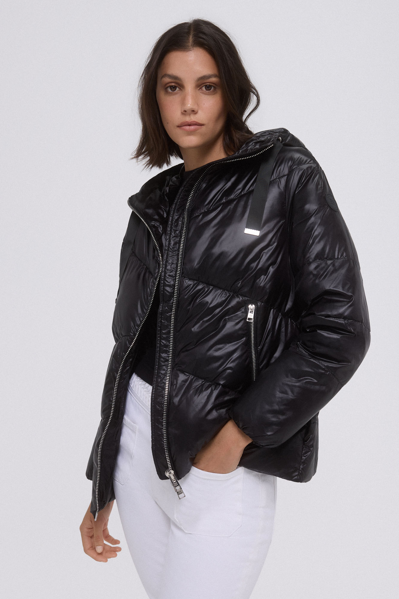 Parka Corta De Cuello Parka Infinity Leather Para Mujer