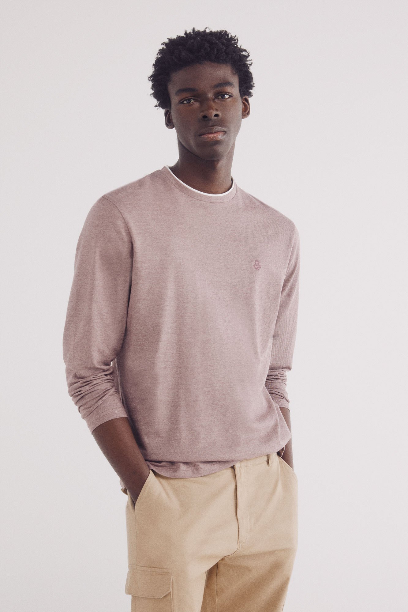 Camiseta manga larga microraya doble Camisas de hombre Cortefiel