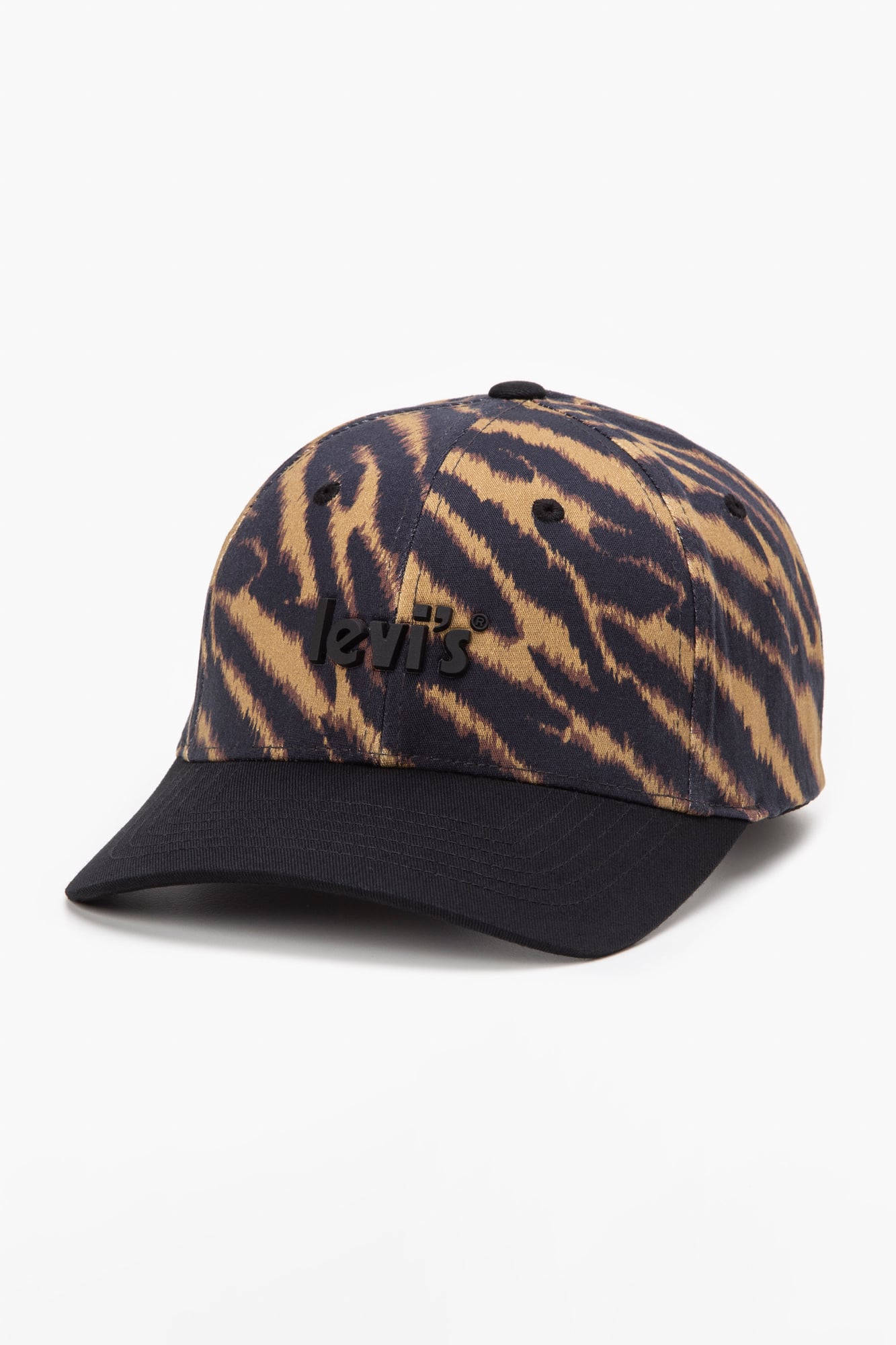 Levi\'s Brown and Black Leopard Print Cap Pompom Hat with Leopard Print by Levi main image 3