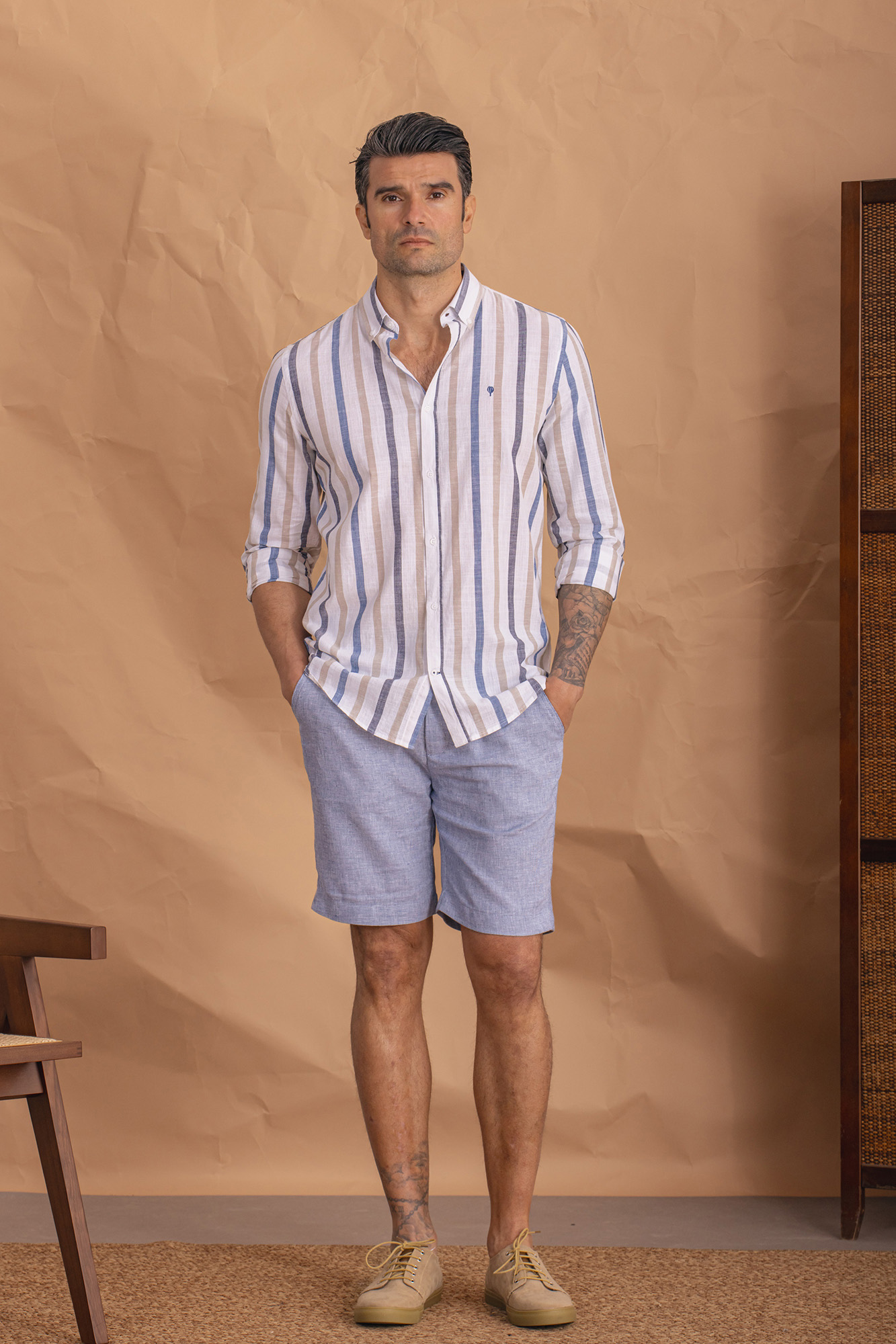 Pantalón Largo Pantalones Lino Hombre Cortefiel Pantalones Chinos