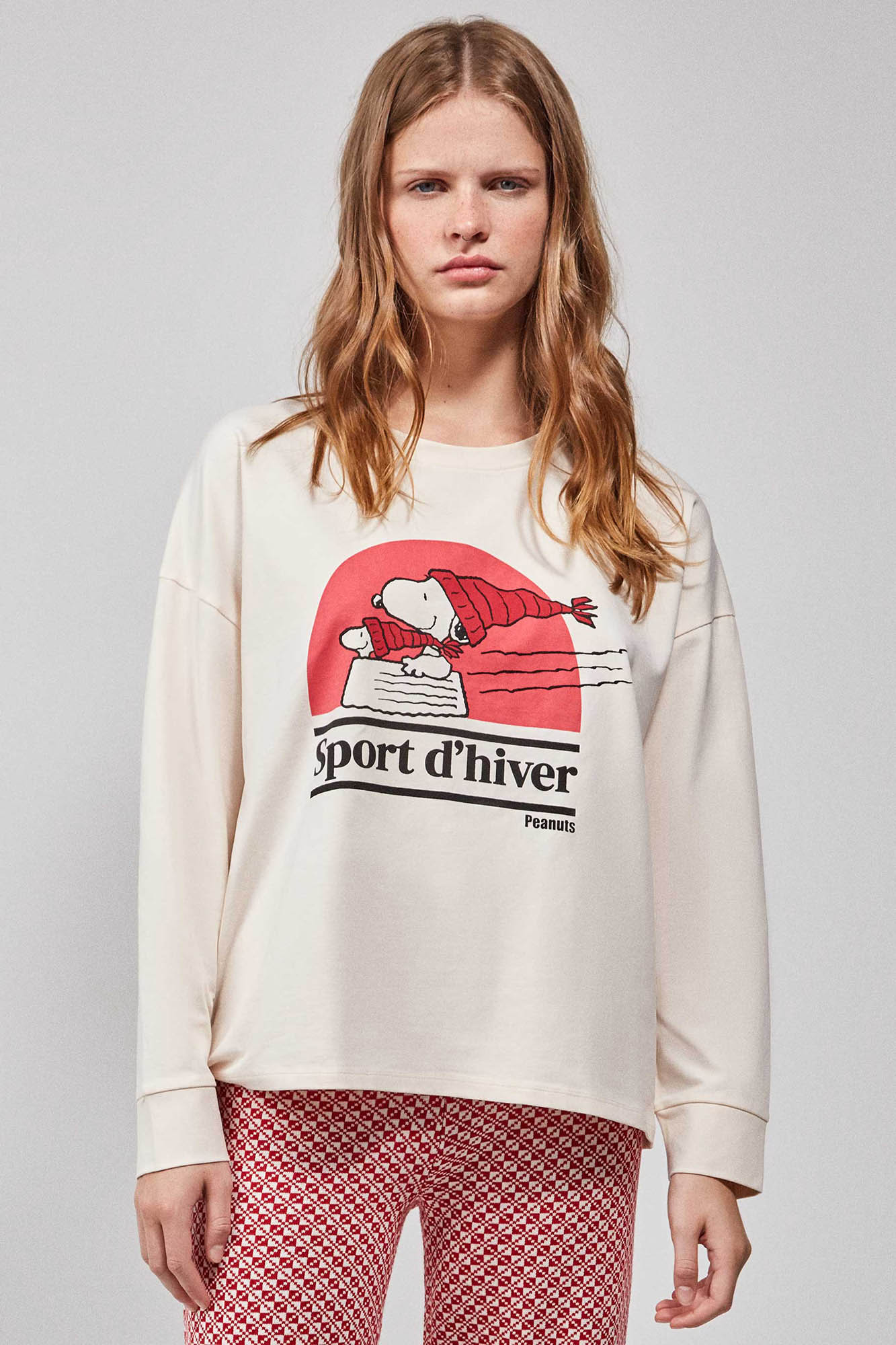 Camiseta pijama manga larga Snoopy Pijamas de mujer Cortefiel