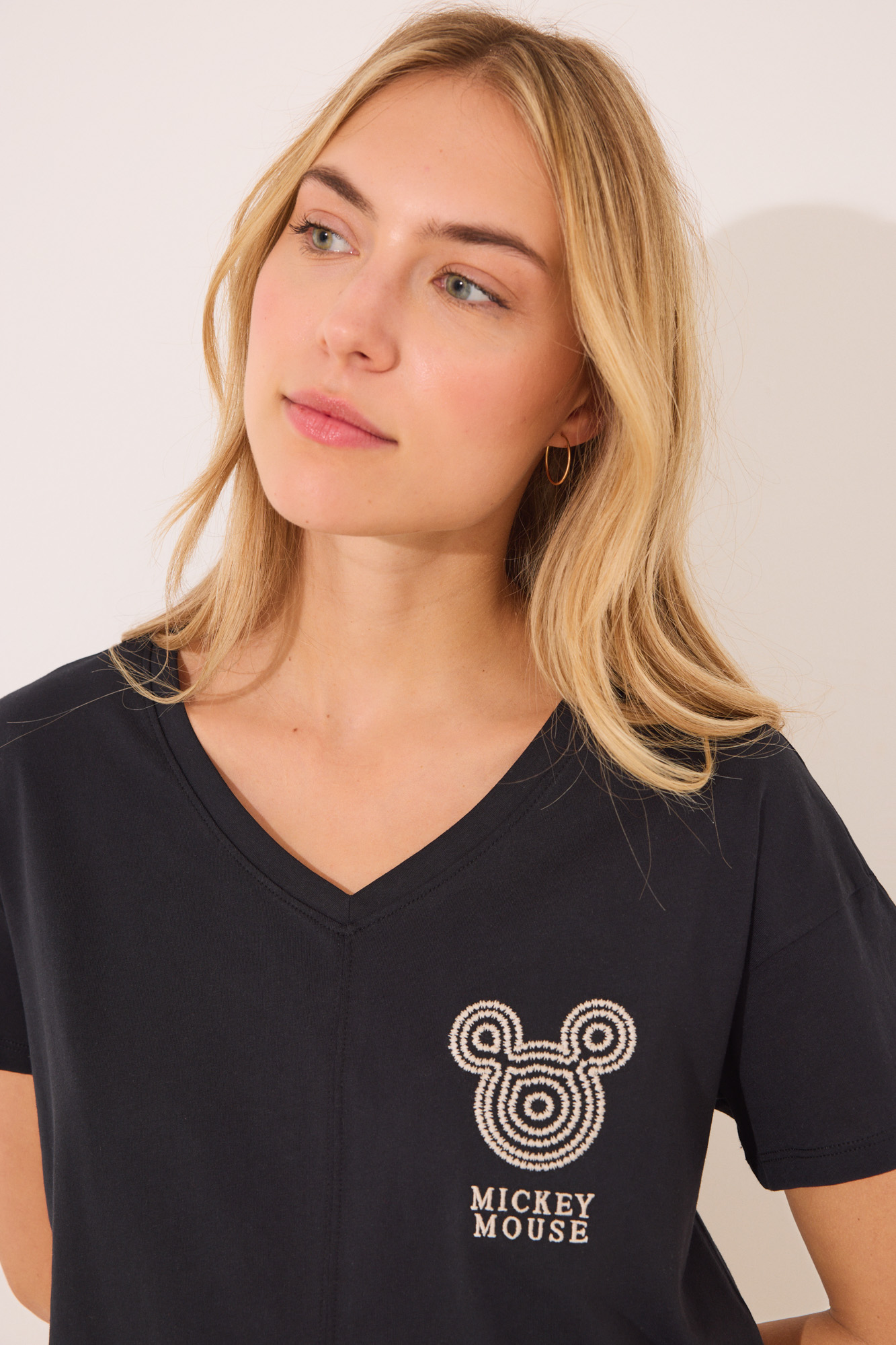 Pijama largo 100% algodón print Mickey Mouse Pijamas de mujer