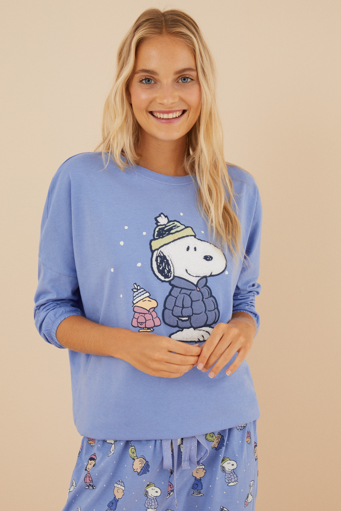 Pyjama 100 coton Snoopy bleu Women's pyjamas Cortefiel