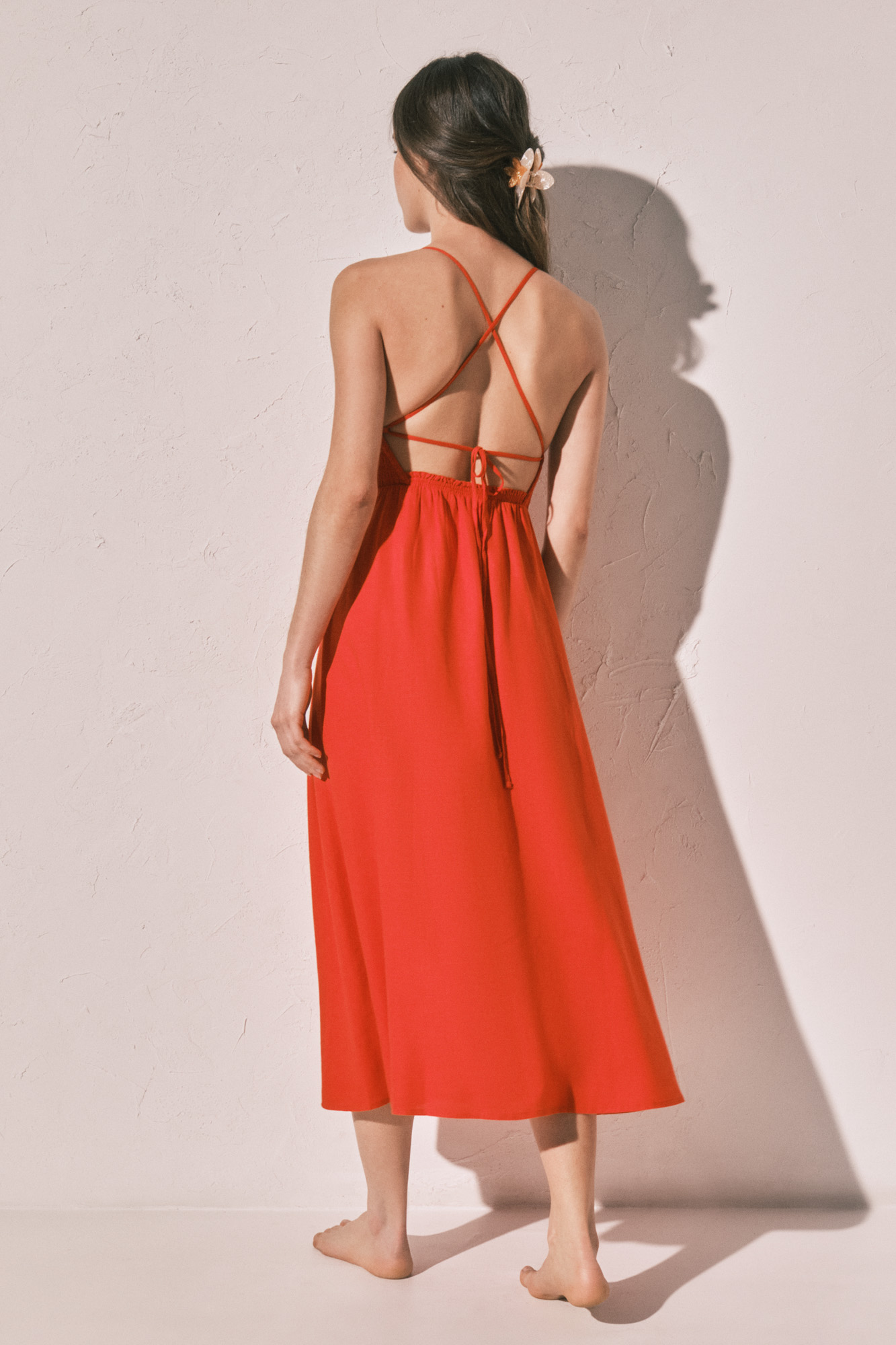 open lace back dress Luna Open Back Halter Maxi Dress - Orange Tie dye dress For Sale - Dress  for vacation| Long Dress main image 0