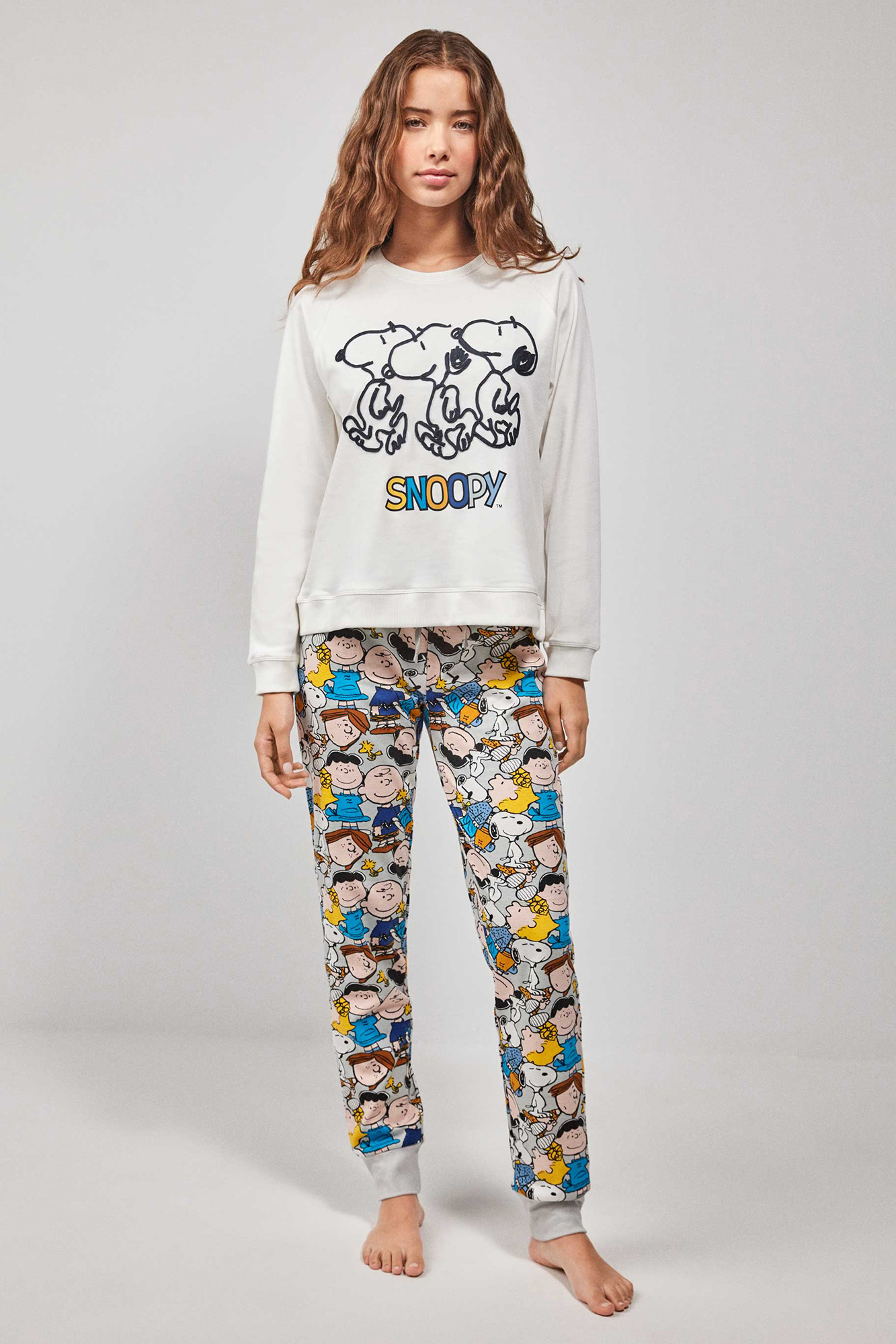 Pijama Camisola Dormir Manga Larga Snoopy Camisa De Dormir Manga
